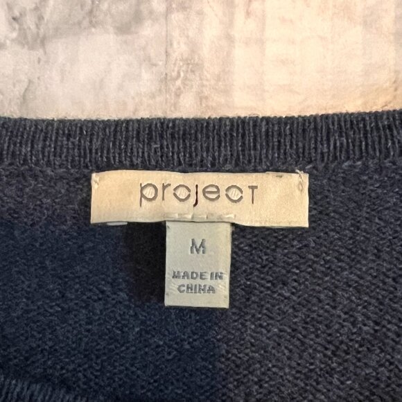 Ladies Project Sweater Size M Grey LIghtweight Fringe Detail Long Sleeve - Picture 3 of 6